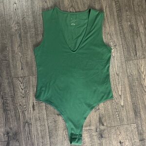 a new day Green Sleeveless Deep V Bodysuit